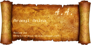 Aranyi Anina névjegykártya
